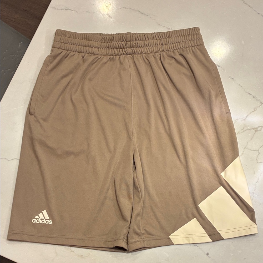 Adidas boys (L) 14/16 Sand Brown shorts